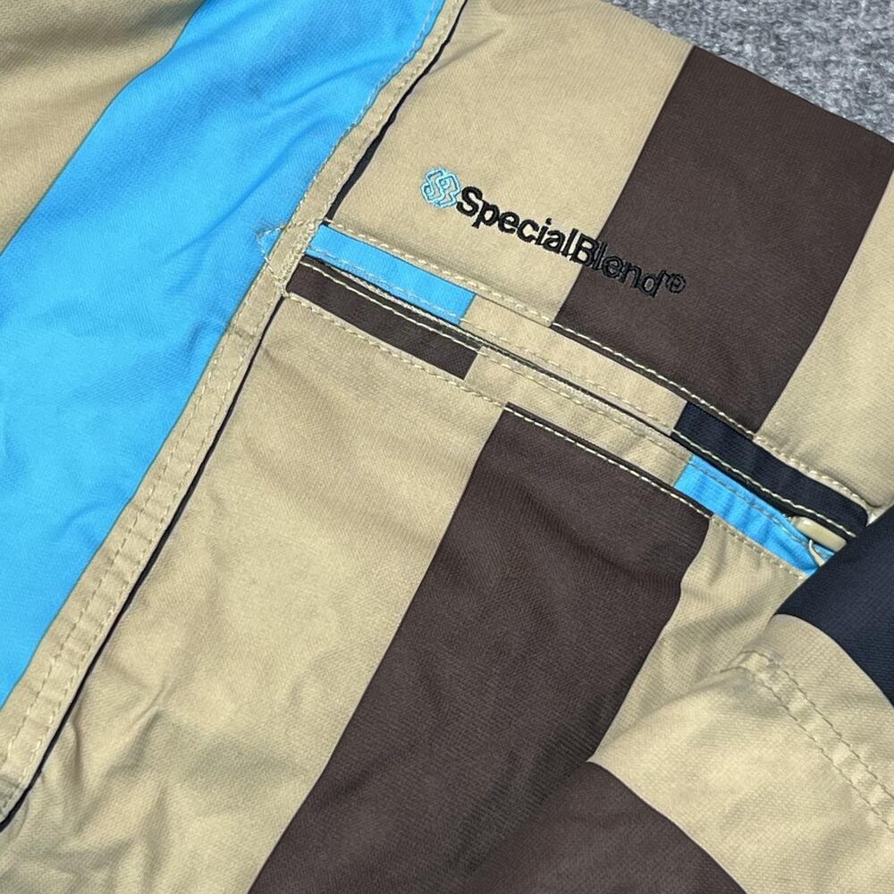 Special Blend Jacket Mens Medium Blue Striped Down Hooded Waterproof Ski Snow - Picture 4 of 16